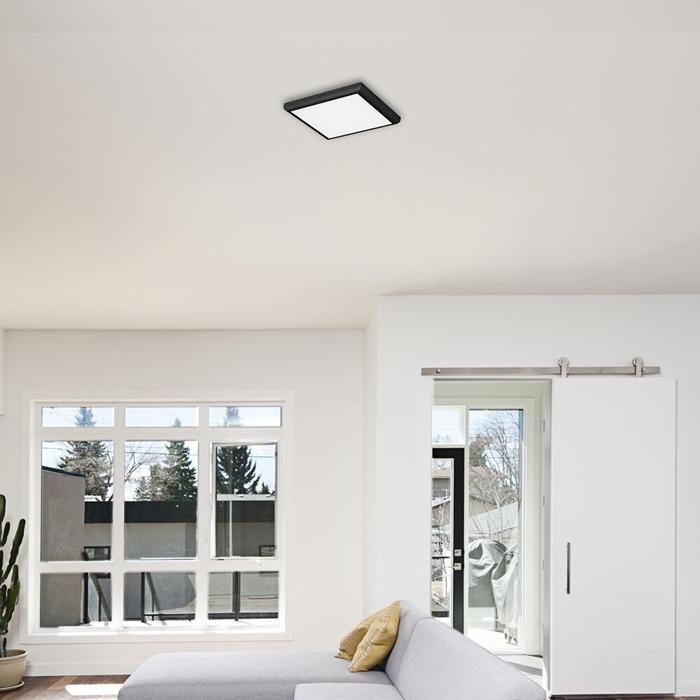 Plafonnier LED noir encastrable ou saillie 20W 3-en-1 carré