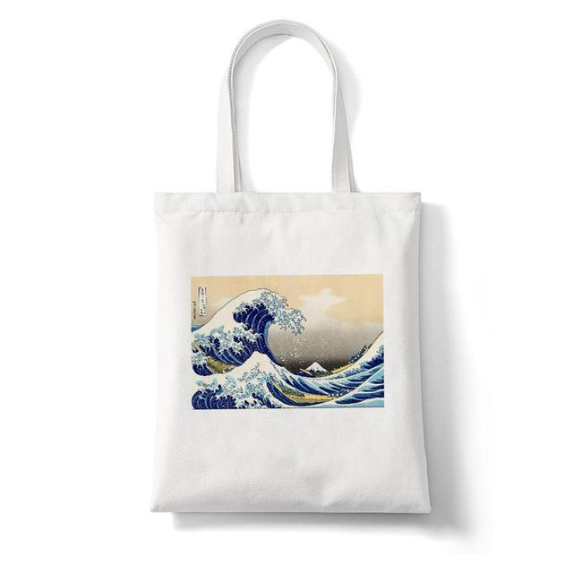 Women Shopper The Great Wave Kanagawa Printed Tote Bag High Capacity Harajuku Handbag Girl Shoulder Shopping Bag Lady Canvas Bag