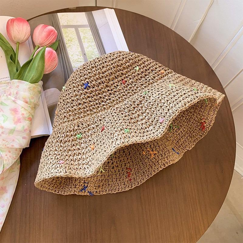 Straw Hat Women's Summer Beach Hat Sun Protection UV Protection Sun Hat Large Brim Straw Visor