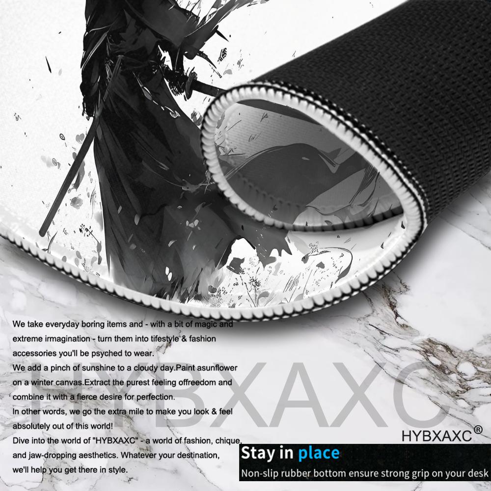 HYBXAXC Ink Warrior Mouse Pad XXL Anime Samurai Rug Gaming Pc Accessories 40x90cm Office Desks Aesthetic Mousepad Table Cushion