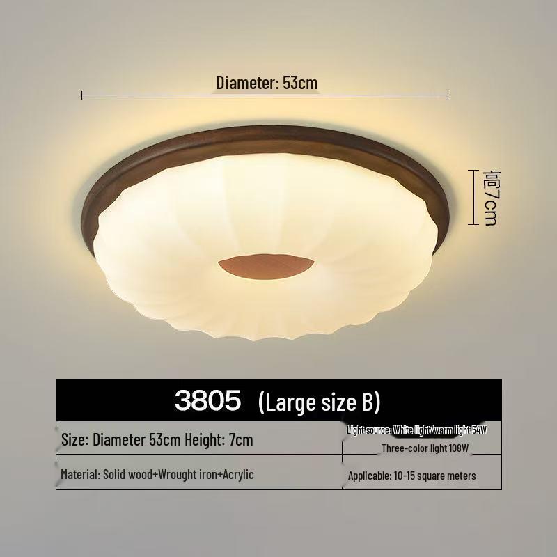 Chinese Retro Mid-Century Zen Ceiling Lamp: Solid Wood, Simple Style for Bedroom or Influencer Room