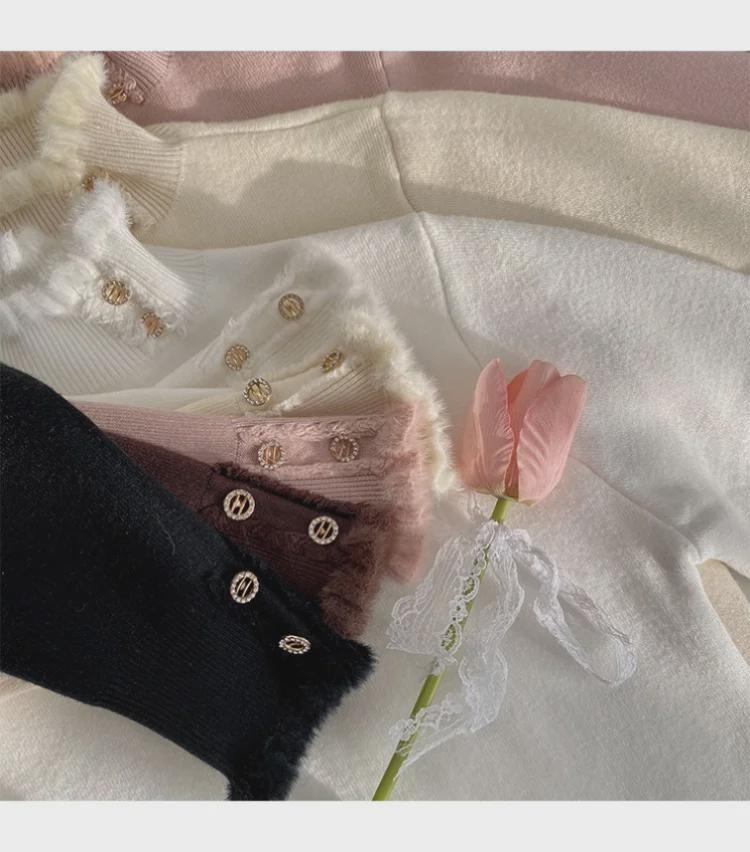 Women's One-Piece Fleece Sweater, Warm 2024 Autumn/Winter Design, Fashionable Thick Half-High Collar Base Layer Top.