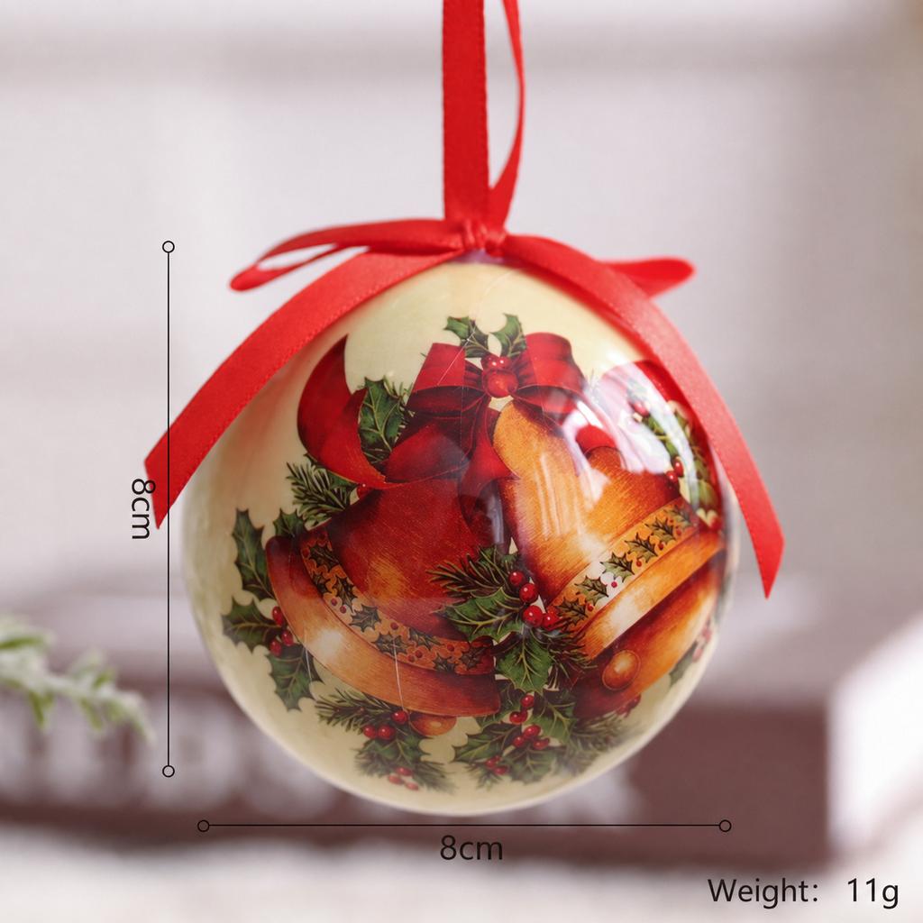 Christmas Tree Hanging 8cm Printed Christmas Ball Ornament Hanging Bauble With Ribbon Classic Christmas Themed 2027 New Year