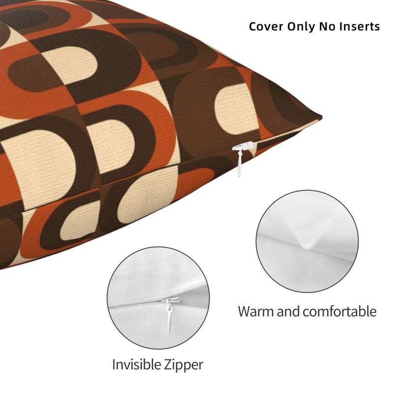 Custom 70s Pattern Retro Inustrial In Orange And Dark Brown Cushion Cover Modern Geometric Soft Nordic Pillow Living Room