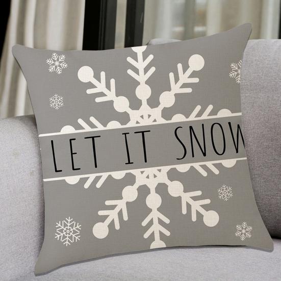 Throw Pillowcase Santa Linen Comfortable Claus Snowflake Christmas Tree Print Touch Christmas Pillow Cover Bedside