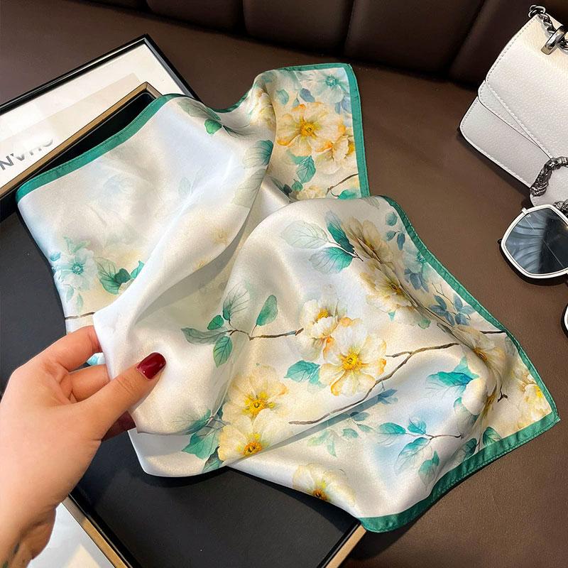New 100% Natural Real Silk Scarf Women Bandana Square Scarves Wrap Kerchief Mulberry Spring Fashion Luxury High Quality Hijab