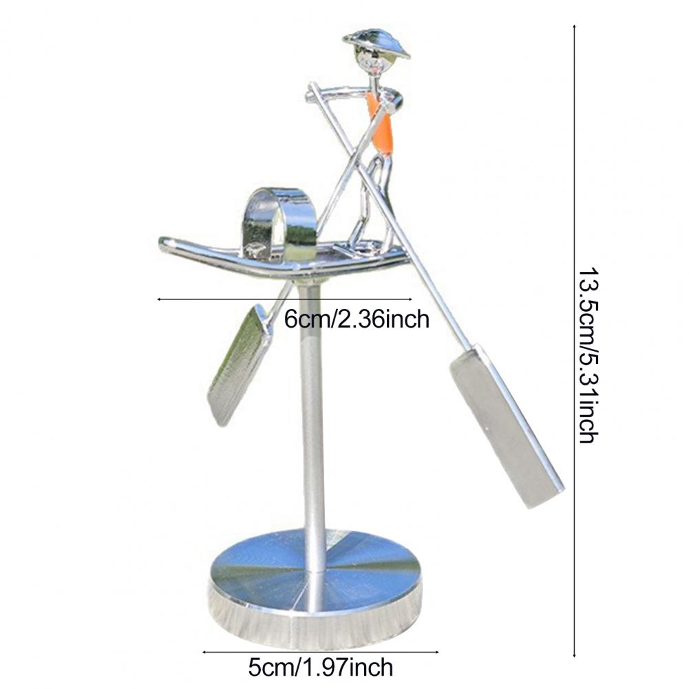 Fisherman Balance Art Figurine Swinging Kinetic Ornament Metal Balance Fisherman Sculpture for Home And Workplace Decor