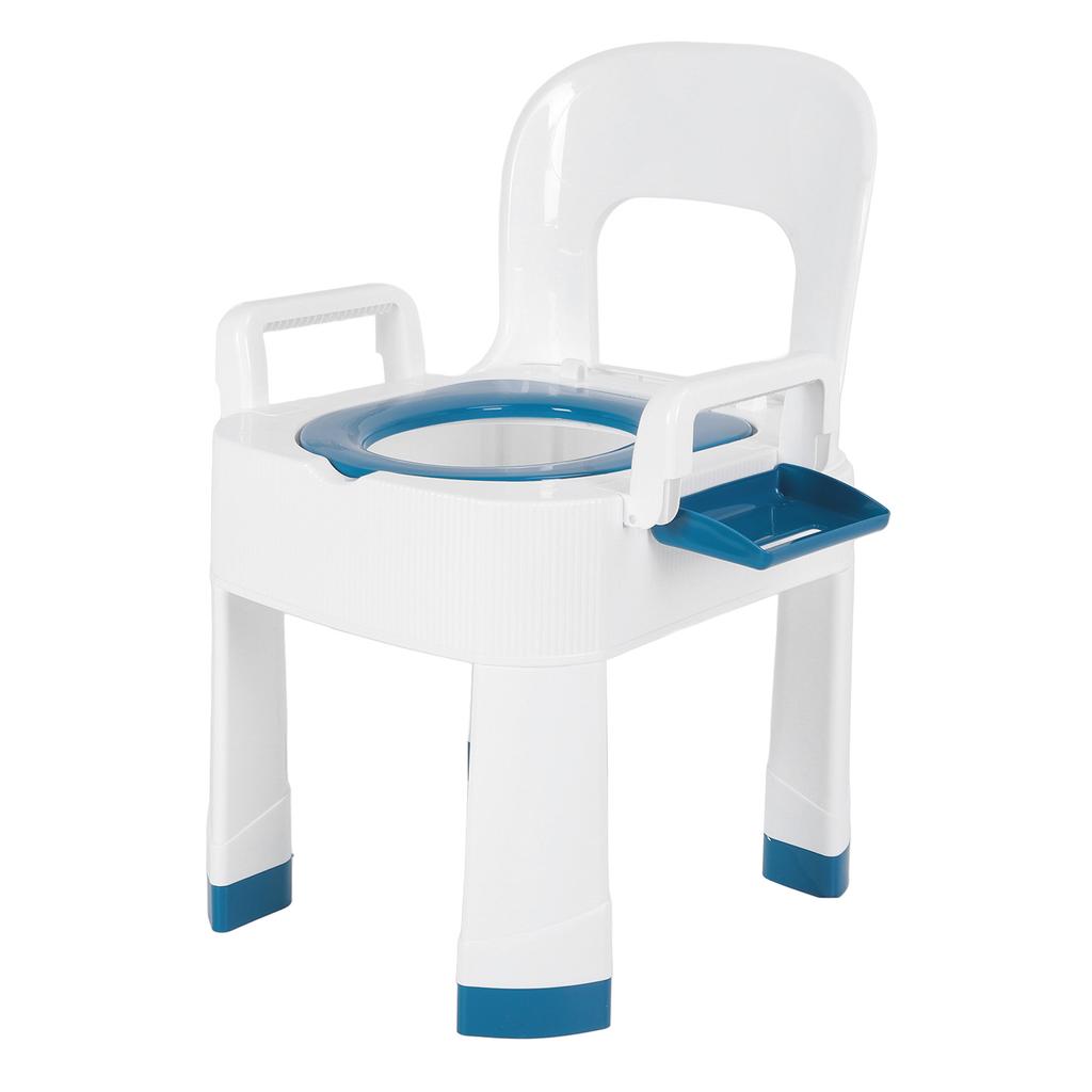 Folding Squat Toilet Commode Chair Shower Toilet Chair with Widened Armrests for Elderly Pregnant Women Blue