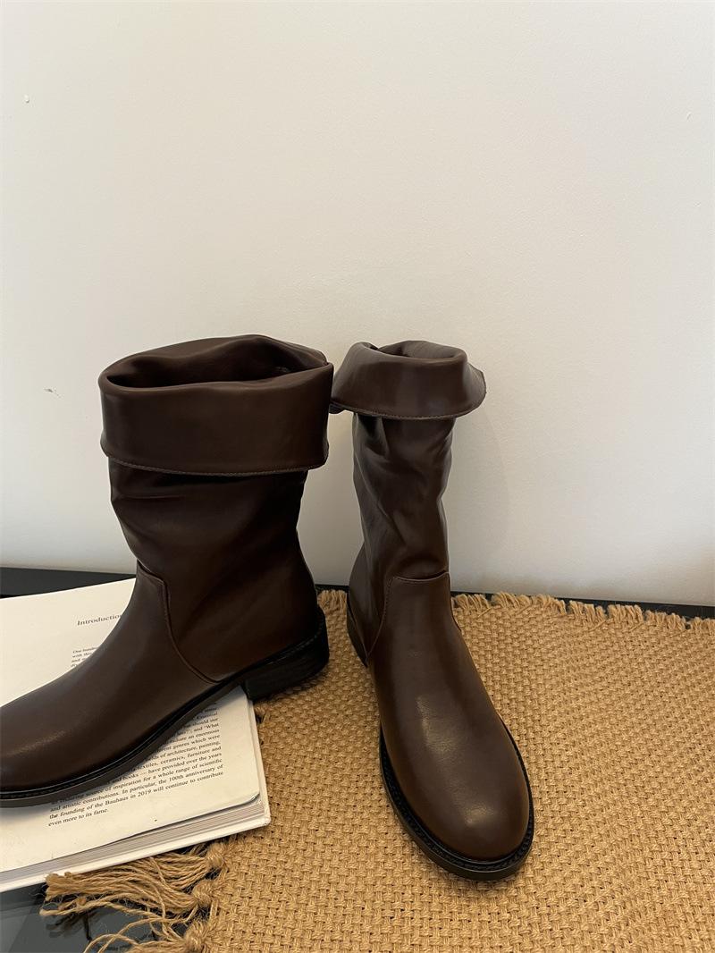 

Сапоги Pile ретро нишевые маленькие средние сапоги женские длинные сапоги французские женские сапоги ковбойские сапоги в стиле вестерн рыцарские сапоги 39 темно-коричневого