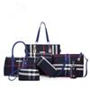 Karierte Leinwand Schwiegermuttertasche Sechs-teiliges Set Hand-Schultertasche Damen-Tasche