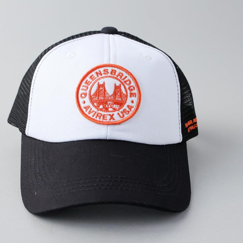 Avirex Mesh Military American Casual Summer Baseball Varsity White 6-Panel Cap, Low-Profile Cap, Embroidered, Men's MA-1 Cap,