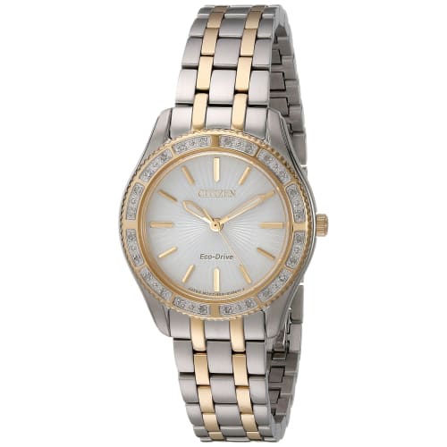 

Citizen EM0244-55A Women s Eco-Drive Carina Two Tone White Dial Watch