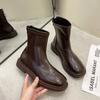 Martin boots spring and autumn new flat bottom round head thin boots with skirt short boots women