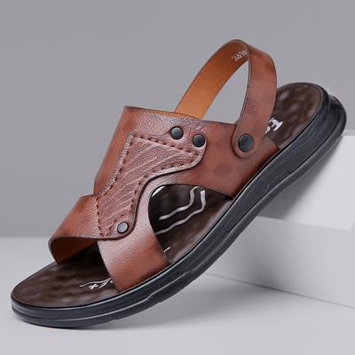 Men Sandals PU Leather Classic Roman Male Summer Walking Beach Flat Sandals Shoes for Male Sneakers Sandalias Hombre Men Slipper