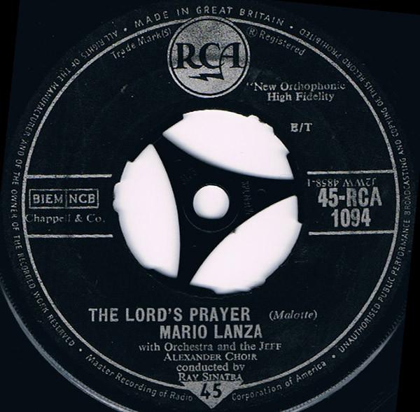 

7inch Record MARIO LANZA The Lords Prayer Ill Walk With 45RCA1094 RCA UK Classical Used