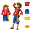 Halloween Anime M-Monkey D Luffy Full Set Cosplay Costume for Boys Carnival Outfits Children Straw Hat Coat Pants Belt Suit