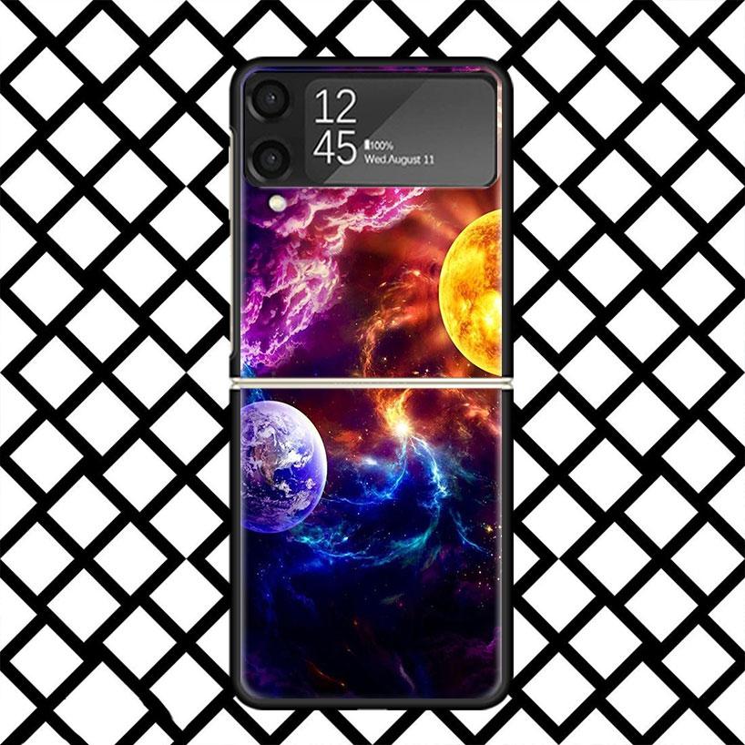 

Earth Stars Space Phone Case For Samsung Z Flip 7 6 5 4 3 Galaxy ZFLIP7 ZFlip6 5G Flip5 Flip4 Flip3 5g Black Hard Cover Samsung Z Flip 7