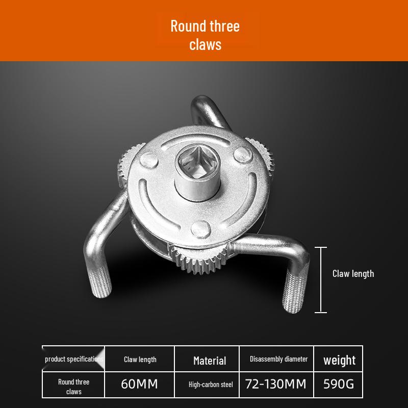 Regulowany antypoślizgowy klucz do filtrów oleju z trzema szczękami do wkładów oczyszczaczy wody