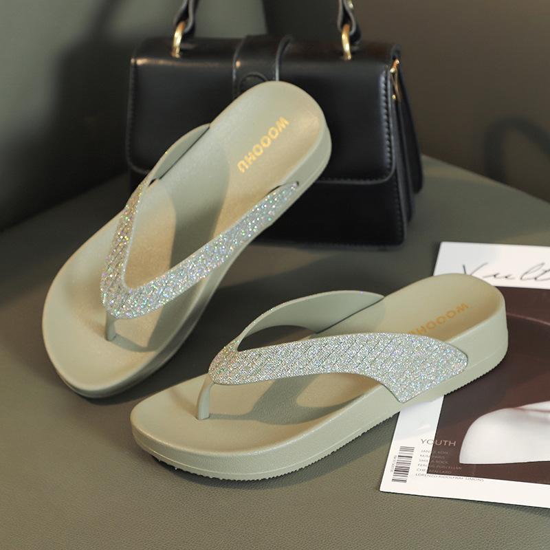 Summer Slippers Women's Casual Durable Flat Flip Flops Flash Tape Sandals Female Wedges Shoes Lady Non-slip Slippers Zapatos New