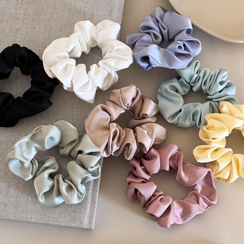 Solid Color High Elasticity Hair Tie with Leather Case for Women's Ponytails