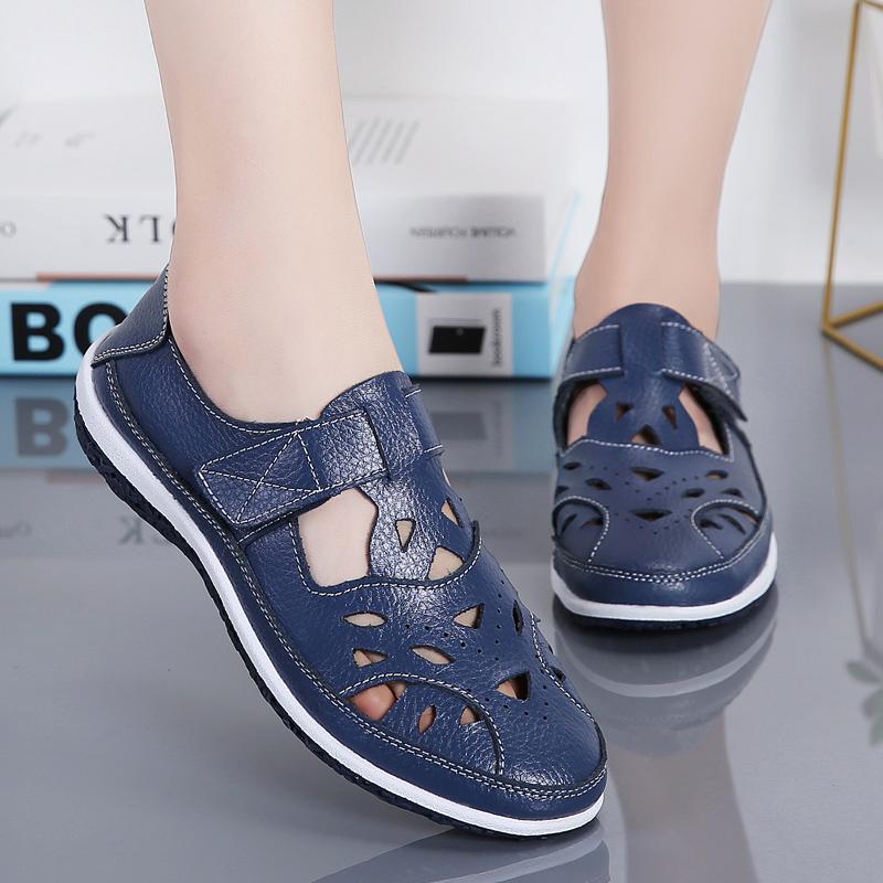 

Летние женские сандалии Essentials Red Mary Jane Beach Flat Shoes Closed Toe Casual Soft Walking Sandals for Girl Plus Size EU:37 синий