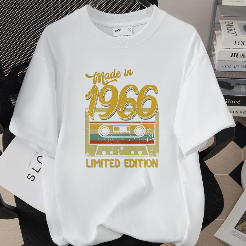 HighQuality Cotton TShirt for Unisex 1966 60th Birthday Unisex Loose Oversized Clothing O Neck Short Sleeve Tees Streetwear Top