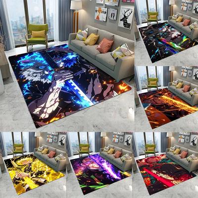 Alfombra Demon Slayer Blade Hashibira Inosuke Dibujos Animados Sala de Estar Dormitorio Sofá Balcón Alfombra de Entrada Alfombrilla Antideslizante Decoración del Hogar