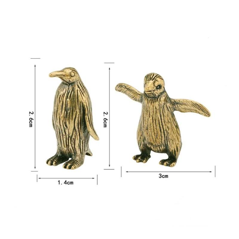 Solid Brass Antarctic Penguin Small Statue Miniature Figurine Office Desktop Ornament Tea Pet Vintage Decoration Crafts