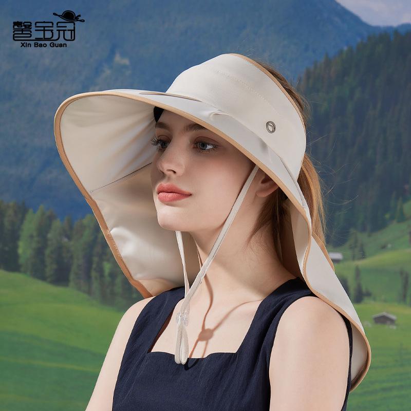 Summer outdoor sun hat colored glue big brim empty top hat seaside vacation shawl neck protection sun protection bucket hat