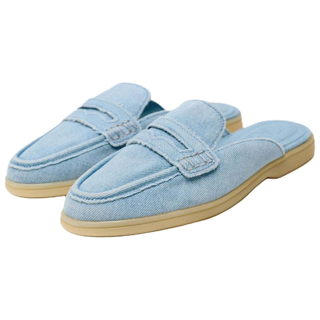 Zara Comfortable Minimalist Anti-Rubbing Open-Toe Slippers Women Slippers Blue 5817210017