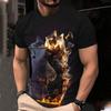 Fashion Men's Crew Neck Short Sleeve 3D Color Printed Crew Neck T-Shirt