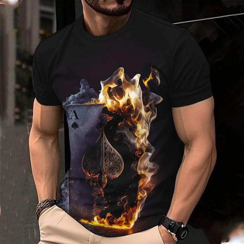 Fashion Men s Crew Neck Short Sleeve 3D Color Printed Crew Neck T-Shirt XS