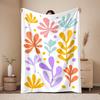 Flannel Blanket - Soft Pastel Abstract Floral & Leaf Pattern with Multicolor Dots, All-Season Cozy Throw