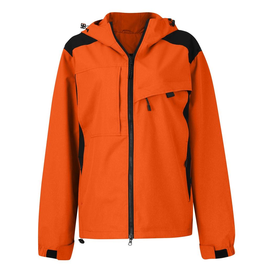 Women's Solid-color Hooded Long-sleeved Windbreaker, Mountaineering Sports Windbreaker, Jacket And Top
