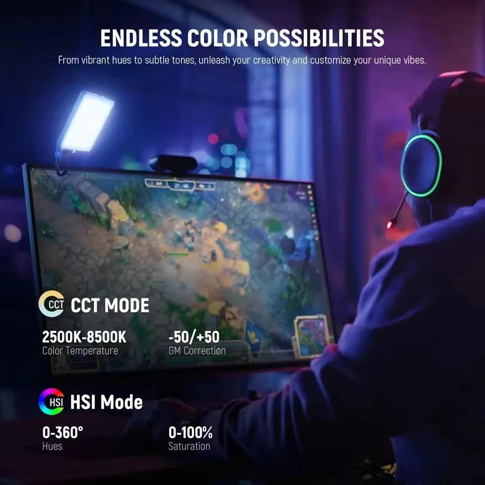 Μίνι Φωτιστικό Γεμίσματος LED RGB Φορητό Φως με Κλιπ Τσέπης Επαναφορτιζόμενο με USB για iPhone Android iPad Laptop Βίντεο Vlog Ζωντανή Φωτογραφία