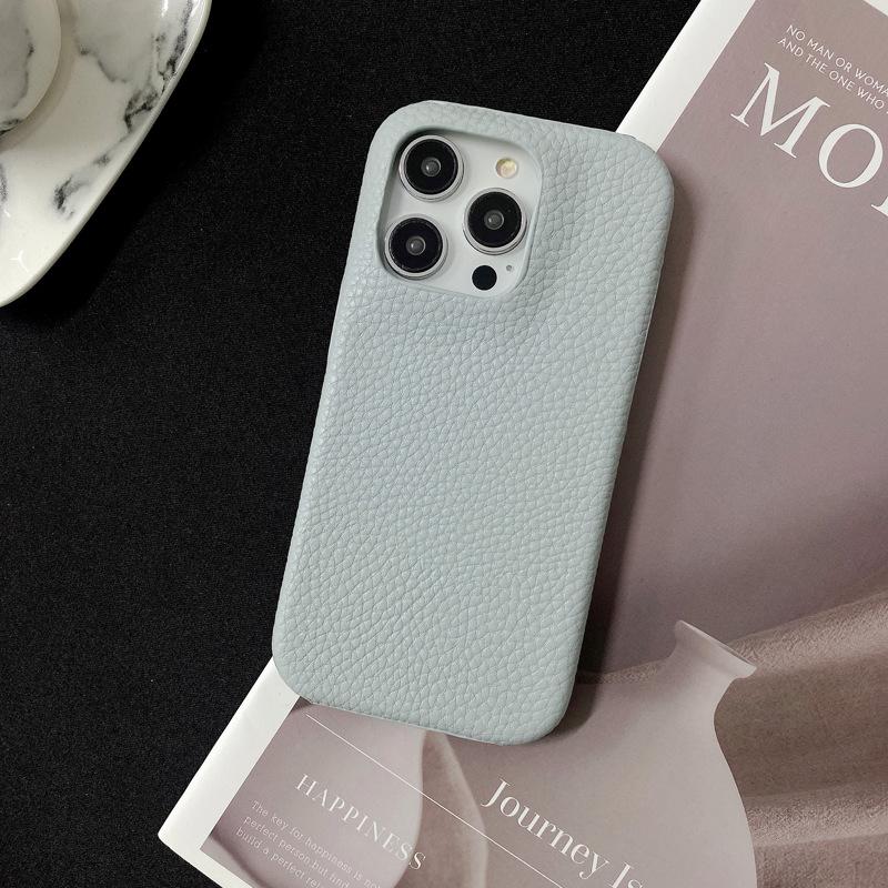 Half-wrapped Lychee Pattern, Suitable for Apple 15promax Phone Case, IPhone14 Anti-drop 13 Creative Women's Leather Case