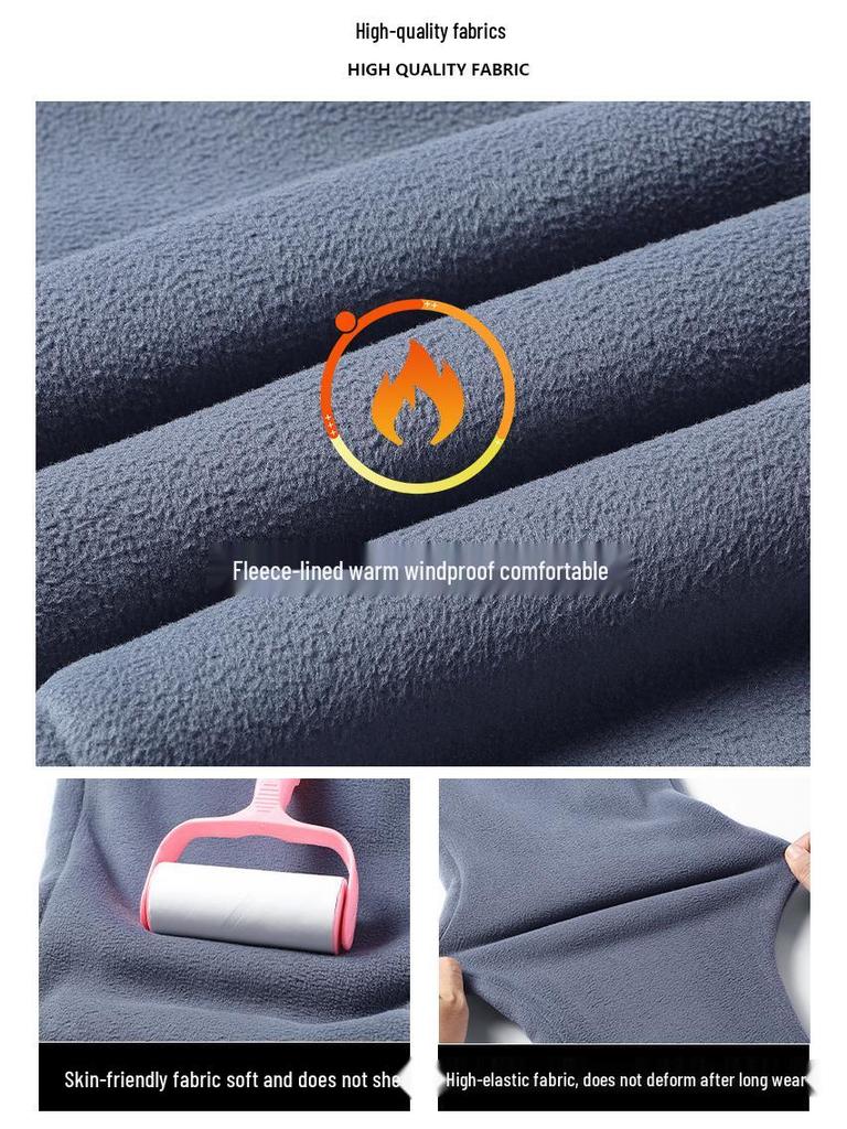 Men's Warm Winter Two-Piece Set: Stand-Collar Lambswool Fleece Jacket and Casual Pants.