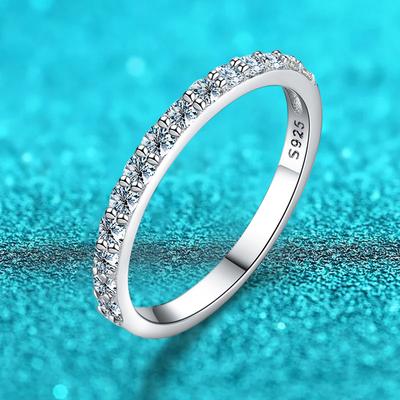 Prueba Aprobada Anillo de Moissanita Anillo de Boda a Juego con Diamantes para Mujer Plata de Ley 925 Corona Femenina Anillo de Cola Única Joyería