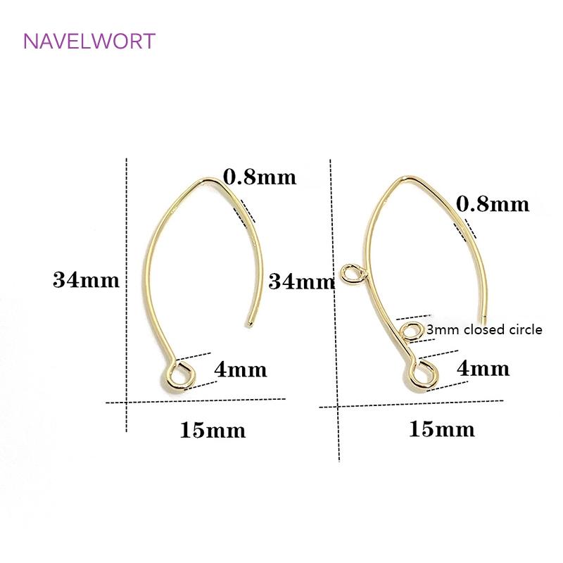 14K Gold Plated French V-shaped Earring Hooks Findings Brass Metal Ear Wire Hooks Settings DIY Jewelry Making Accessories