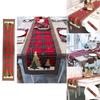 Charming Christmas Table Flag Stylish Plaid Fabric Embroidered Table Decor For Holiday Gatherings