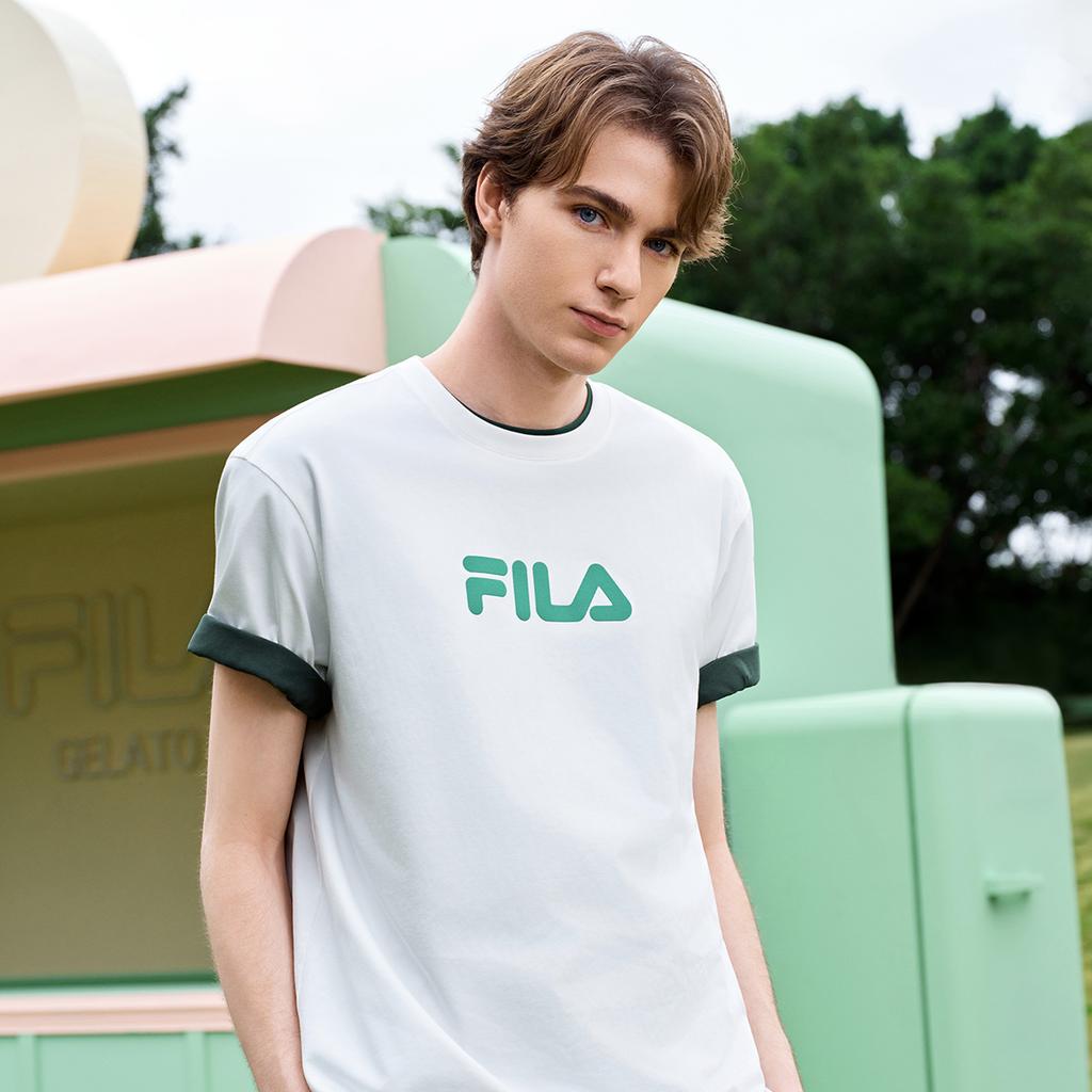 FILA Original Colorful Fashion Simple Classic Retro Large Logo Sports Trendy Casual Versatile Comfortable Loose Short Sleeve T-Shirt F51U619102FTQ