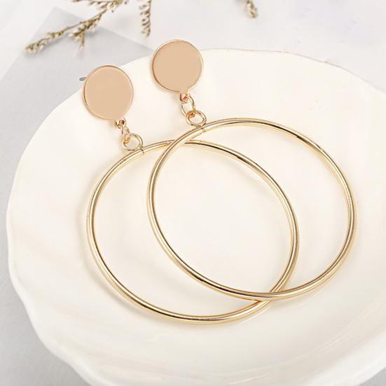 1 Pair Drop Earrings for Women, Large Circle Draped Style Earrings, Small Face Enhancing Earrings for Daily Wear Casual Commuting