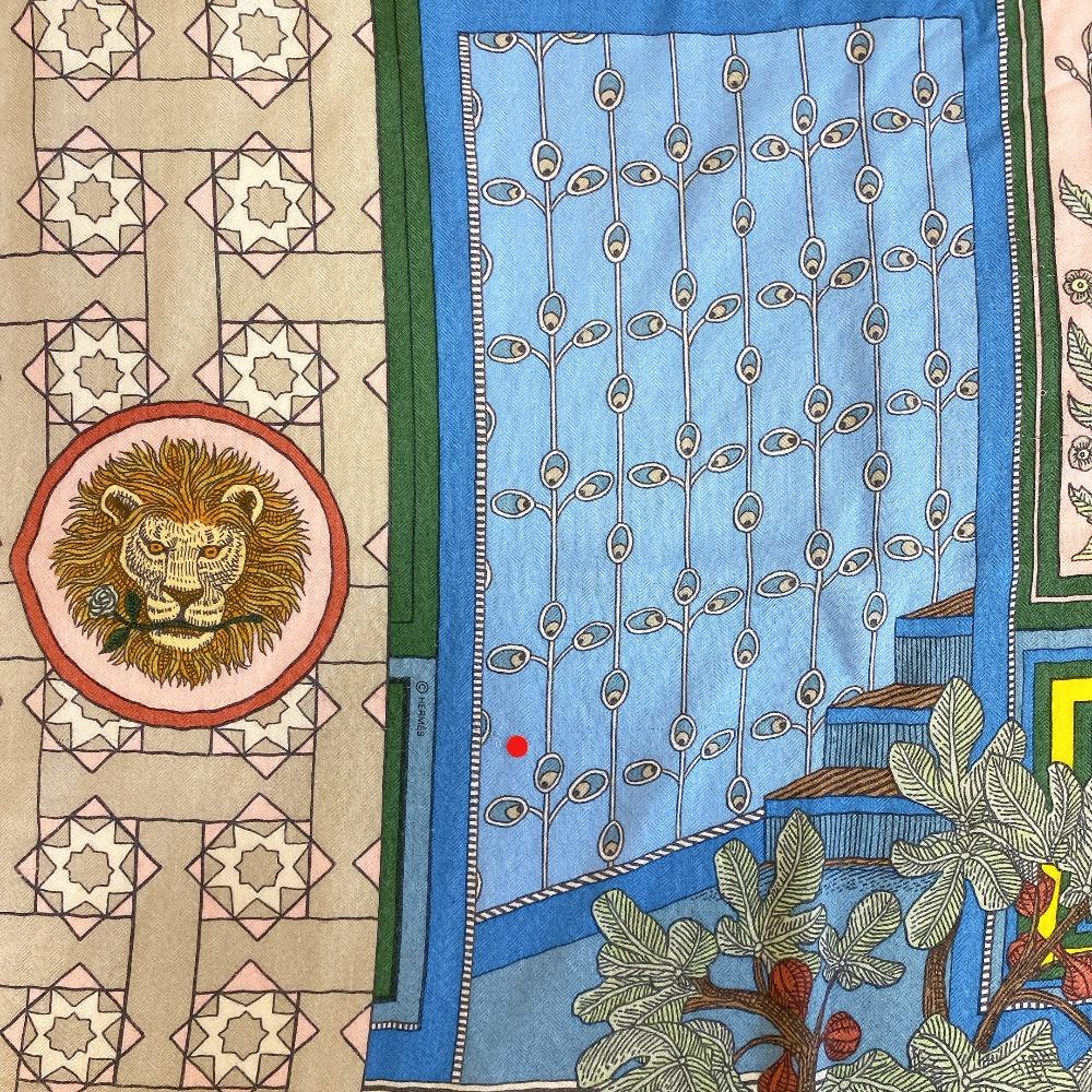 HERMES The Dance of the Amazons cashmere Caléjean 140 shawl yellow cashmere Used