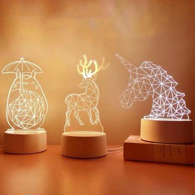 3D Acrylic USB Night Light String Christmas New Year Home Decoration Children's Gift Holiday Warm Smart Lamp Bedside