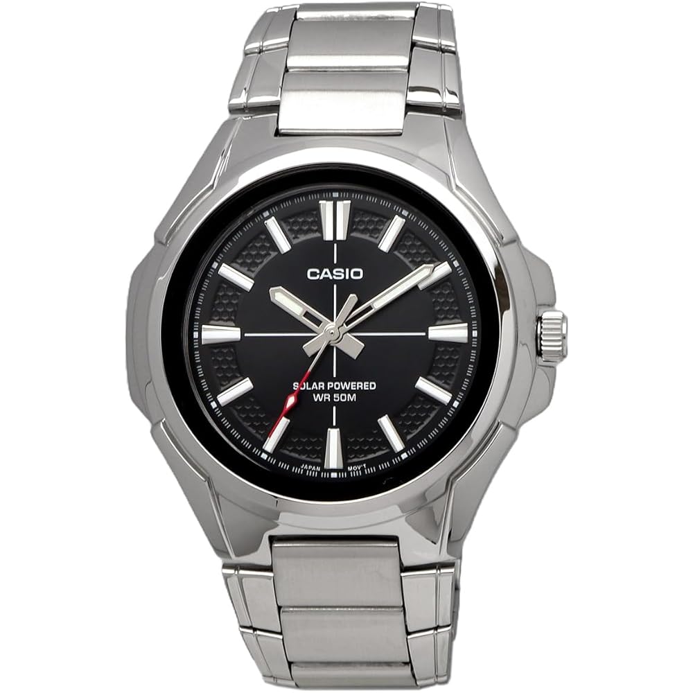 Casio Standard Solar Analog Men's Watch 5ATM Water Resistant Black Metal Band MTP-RS100D-1AV