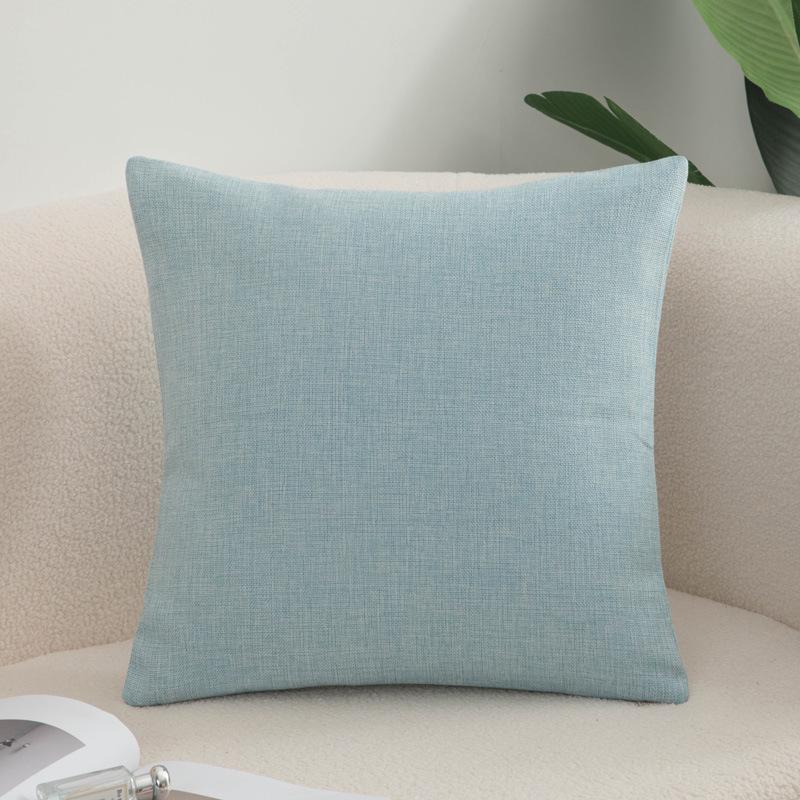 Modern Minimalist Solid Color Cotton Linen Throw Pillow for Sofa, Bed, or Office - Square Lumbar Cushion