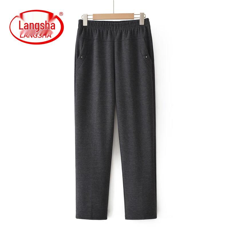 LangSha Women s Plus Velvet High-Waist Straight-Leg Trousers XL