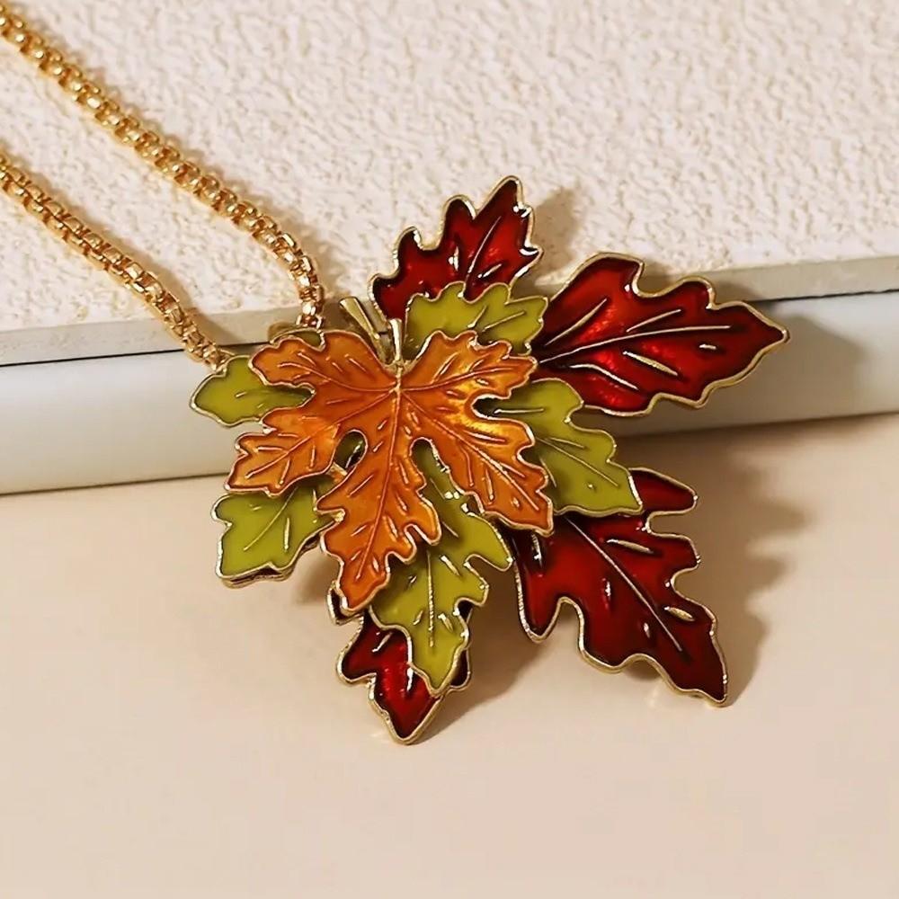 Oil Drop Sweater Chain Metal Chain Long Chain Retro Leaf Pendant Necklace  Sport