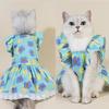 Spring and Summer Breathable Cat Clothing Dog Clothing Pet Cotton Floral Suspender Dress Comfortable Mesh Dress Formal Dress