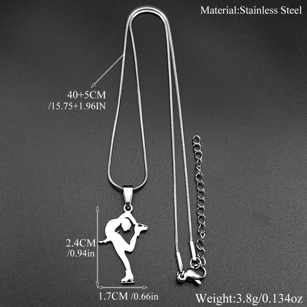 Rhythmic Gymnastics Figure Skating Chain For Women Men Stainless Steel Gold Color Art Dancing Girls Sports Necklace Jewelry Gift